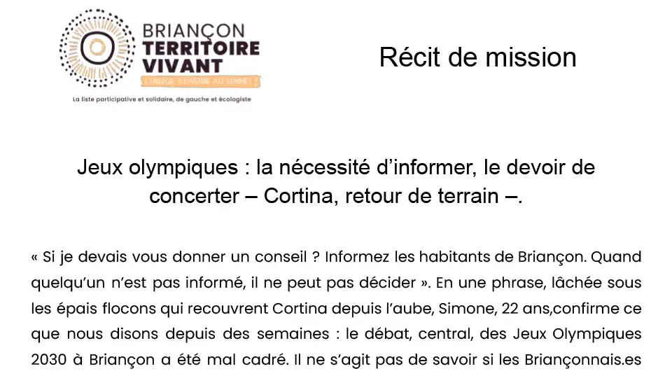 Jeux olympiques : Cortina, retour de terrain